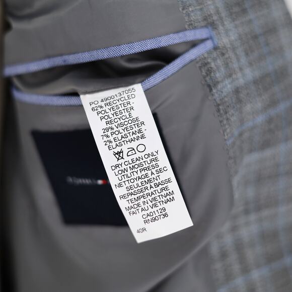 Tommy Hilfiger Men's Grey/Blue Check Conrad Modern-Fit Suit Blazer Size 40R - Picture 7 of 7